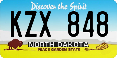 ND license plate KZX848