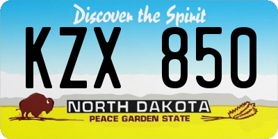 ND license plate KZX850