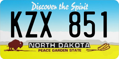 ND license plate KZX851