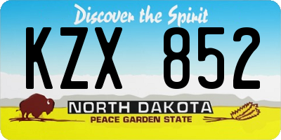ND license plate KZX852