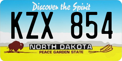 ND license plate KZX854