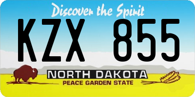 ND license plate KZX855