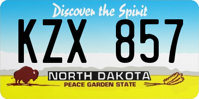 ND license plate KZX857