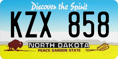 ND license plate KZX858