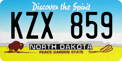 ND license plate KZX859