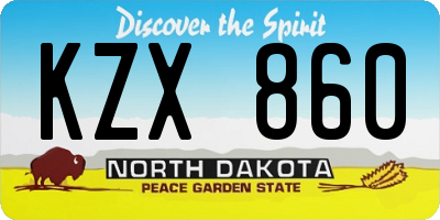 ND license plate KZX860