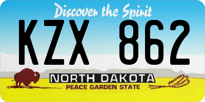 ND license plate KZX862