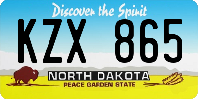 ND license plate KZX865