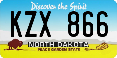 ND license plate KZX866