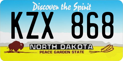 ND license plate KZX868