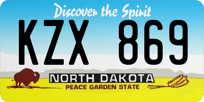 ND license plate KZX869