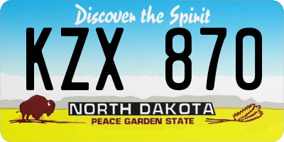 ND license plate KZX870