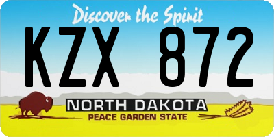 ND license plate KZX872