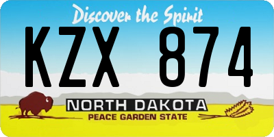 ND license plate KZX874