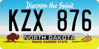 ND license plate KZX876