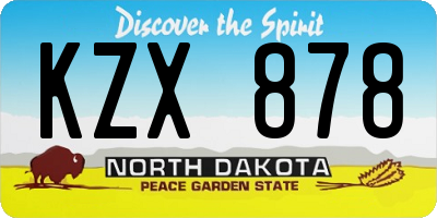 ND license plate KZX878