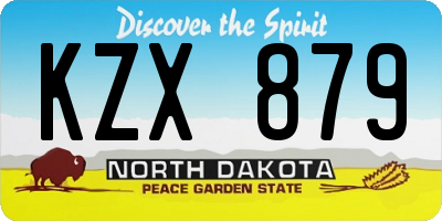 ND license plate KZX879