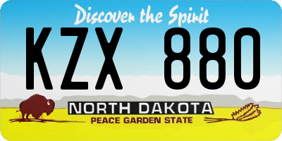 ND license plate KZX880