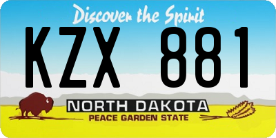 ND license plate KZX881