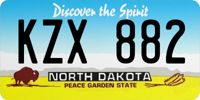 ND license plate KZX882