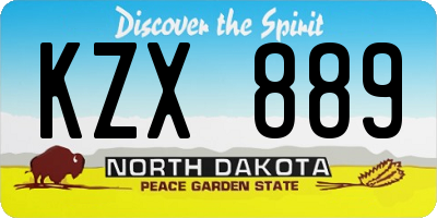 ND license plate KZX889