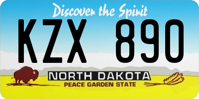 ND license plate KZX890