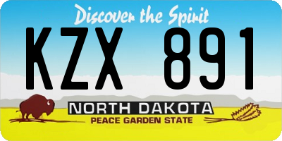 ND license plate KZX891