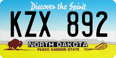 ND license plate KZX892