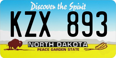 ND license plate KZX893