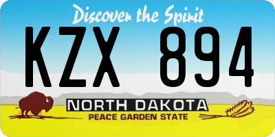 ND license plate KZX894