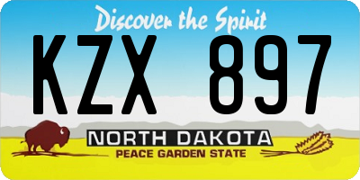 ND license plate KZX897