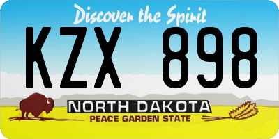 ND license plate KZX898
