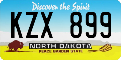 ND license plate KZX899