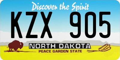 ND license plate KZX905