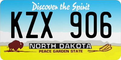 ND license plate KZX906