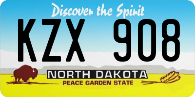 ND license plate KZX908