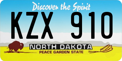 ND license plate KZX910