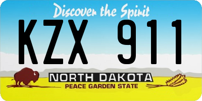 ND license plate KZX911