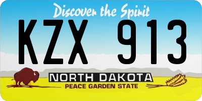 ND license plate KZX913