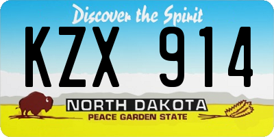 ND license plate KZX914