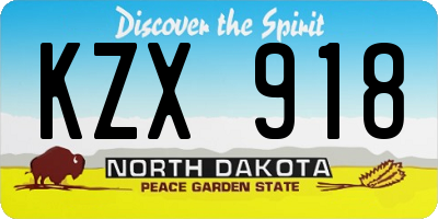 ND license plate KZX918