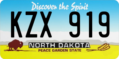 ND license plate KZX919