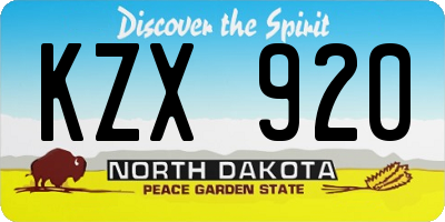 ND license plate KZX920