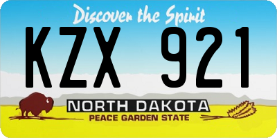 ND license plate KZX921