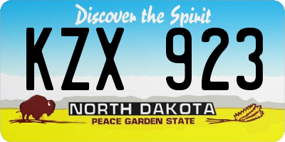 ND license plate KZX923