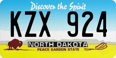 ND license plate KZX924