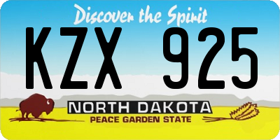 ND license plate KZX925