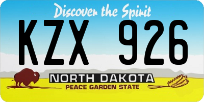 ND license plate KZX926