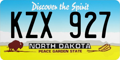 ND license plate KZX927