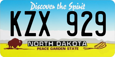 ND license plate KZX929